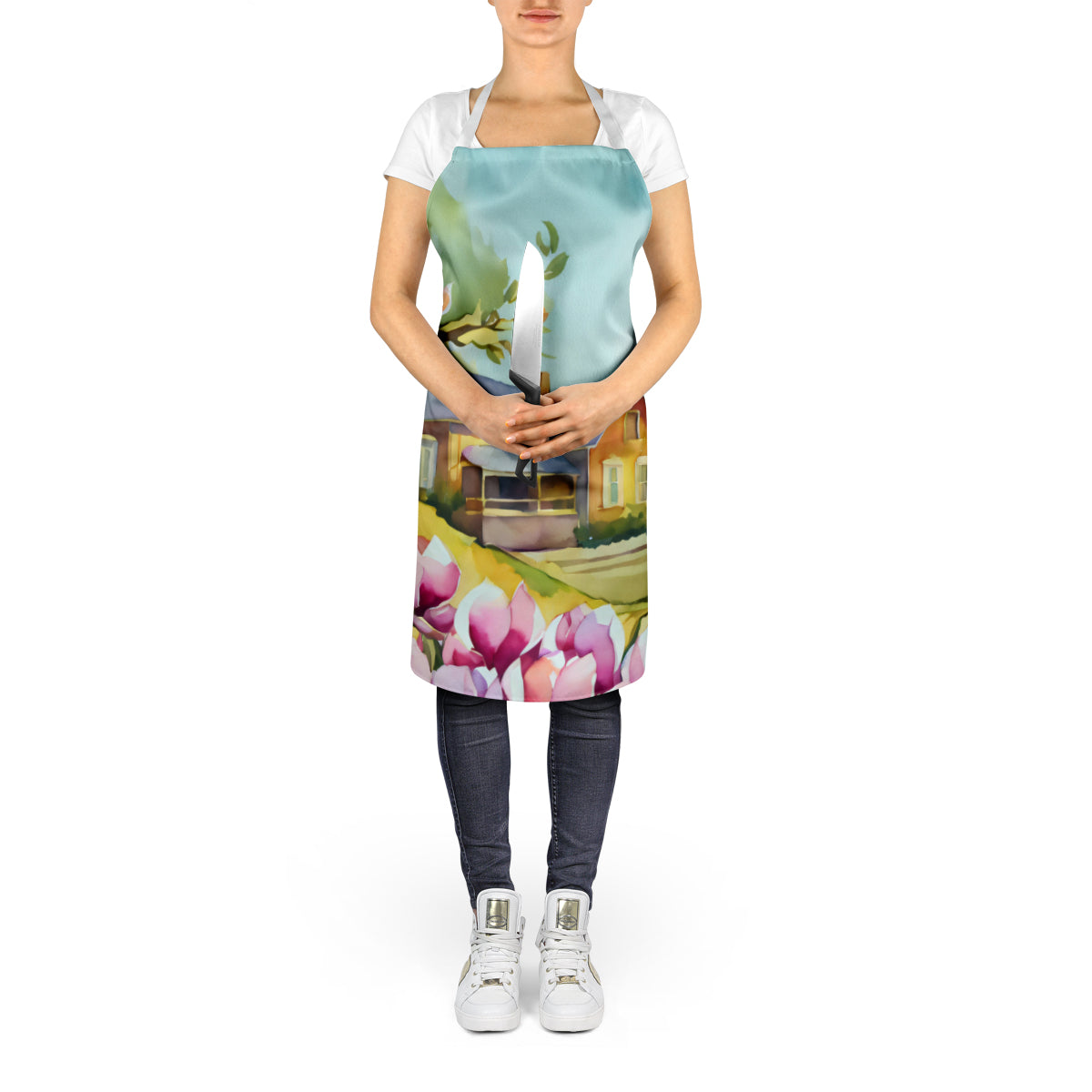 Louisiana Magnolias in Watercolor Apron