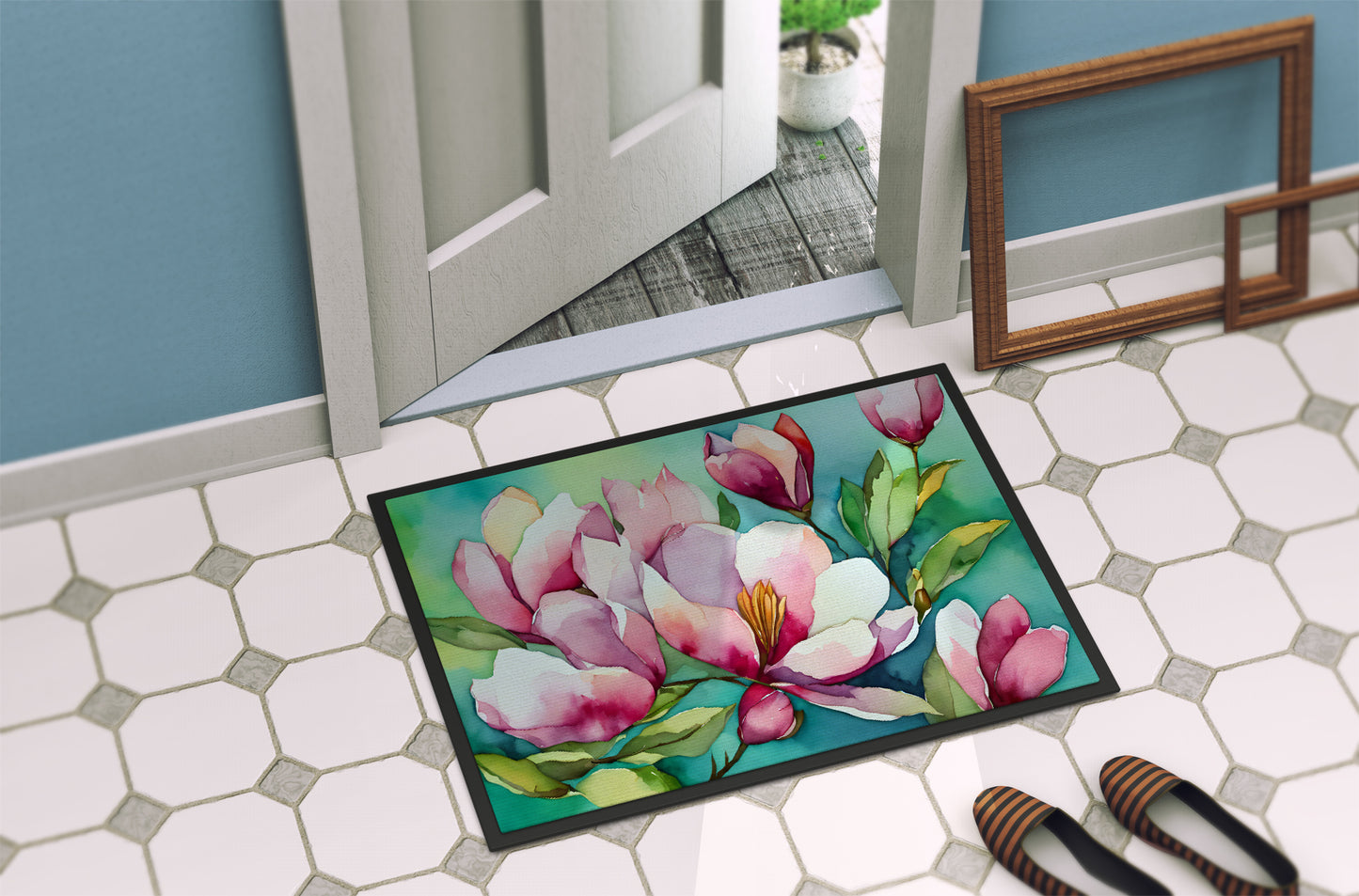 Louisiana Magnolias in Watercolor Doormat