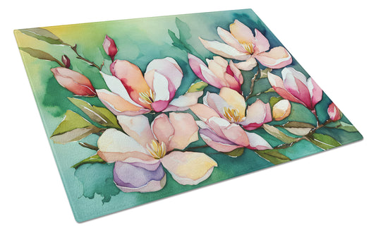 Buy this Louisiana Magnolias in Watercolor Glass Cutting Board