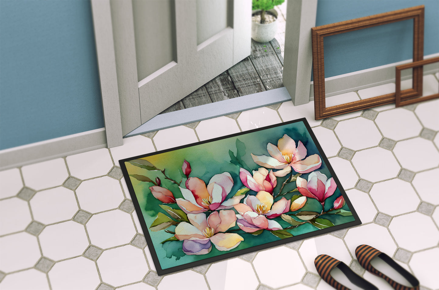 Louisiana Magnolias in Watercolor Doormat