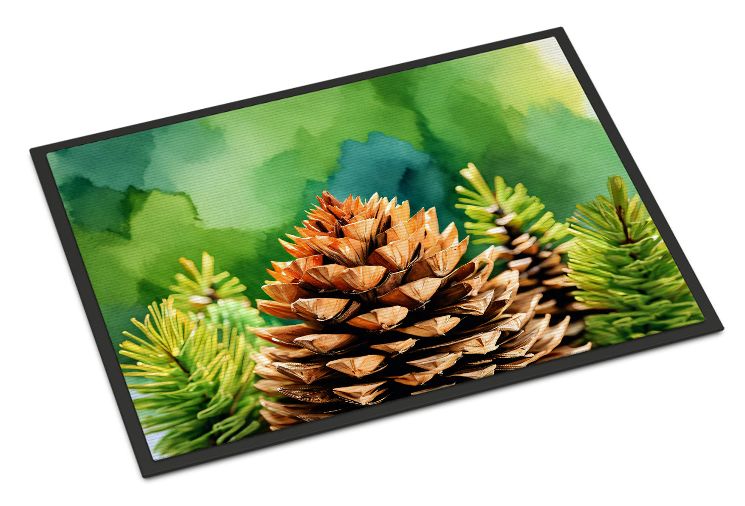 Buy this Maine White Pine Cone and Tassels in Watercolor Doormat