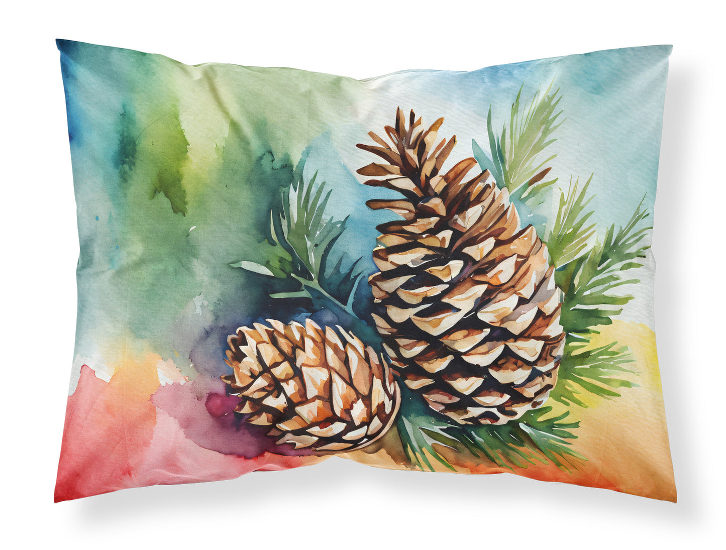 Buy this Maine White Pine Cone and Tassels in Watercolor Standard Pillowcase