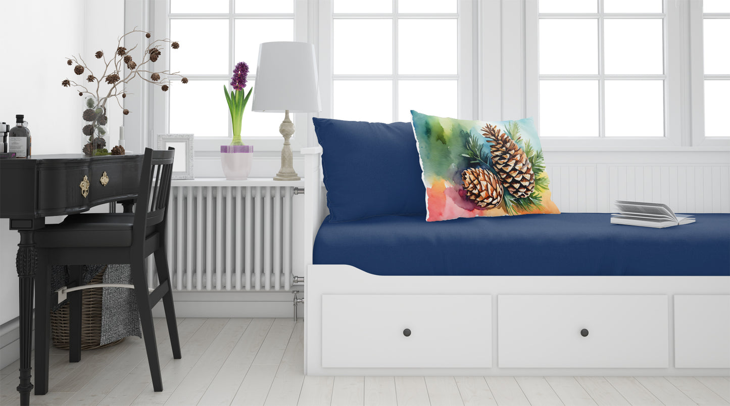 Maine White Pine Cone and Tassels in Watercolor Standard Pillowcase