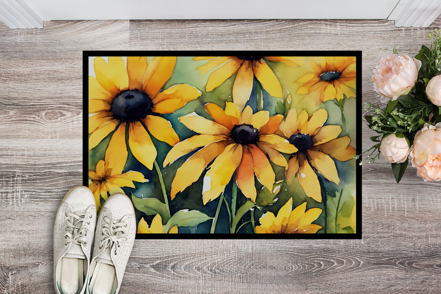 Maryland Black-Eyed Susans in Watercolor Doormat