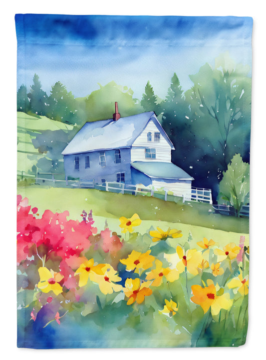 Buy this Massachusetts Mayflowers in Watercolor House Flag