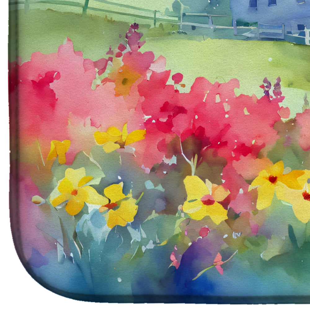 Massachusetts Mayflowers in Watercolor Dish Drying Mat