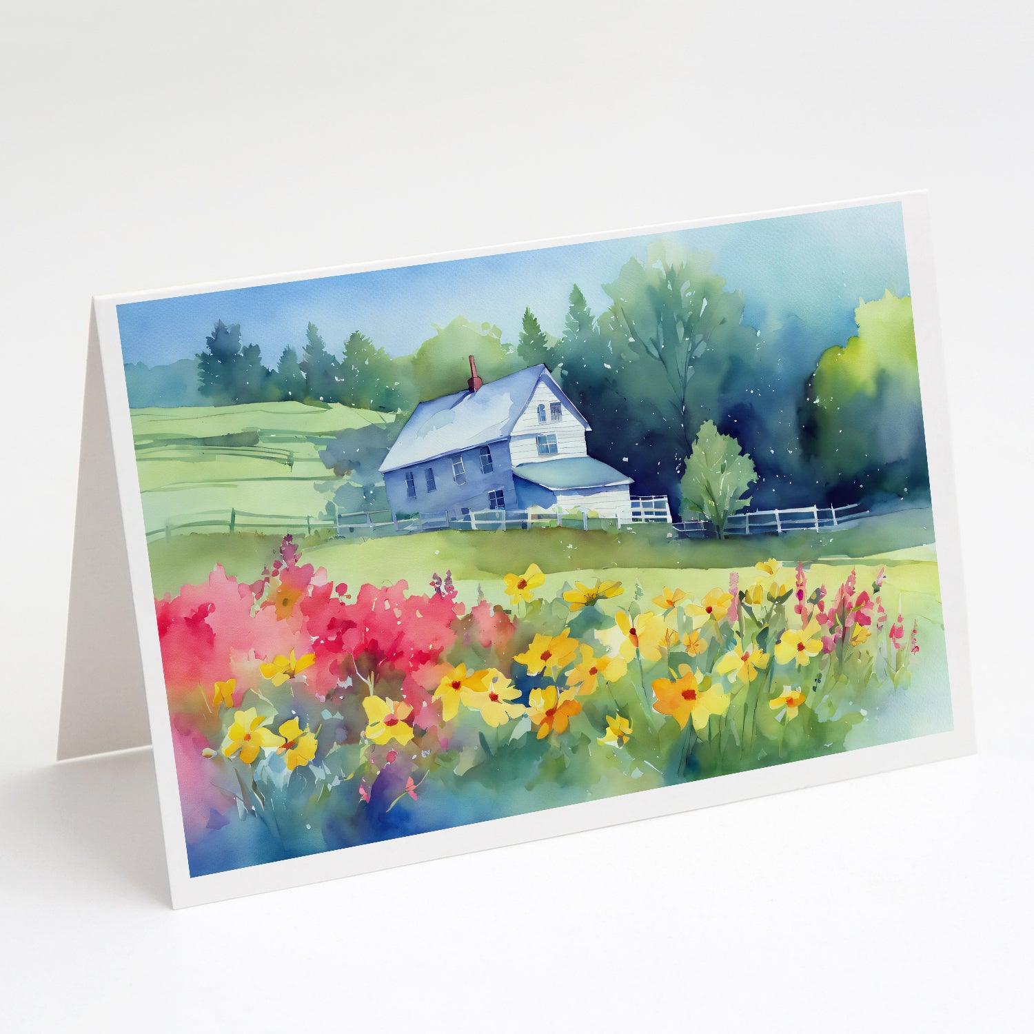 Buy this Massachusetts Mayflowers in Watercolor Greeting Cards Pack of 8