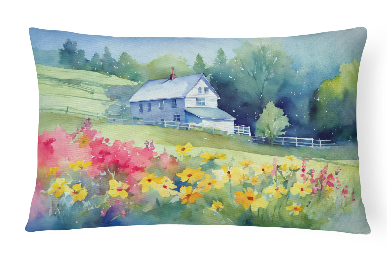 Buy this Massachusetts Mayflowers in Watercolor Throw Pillow