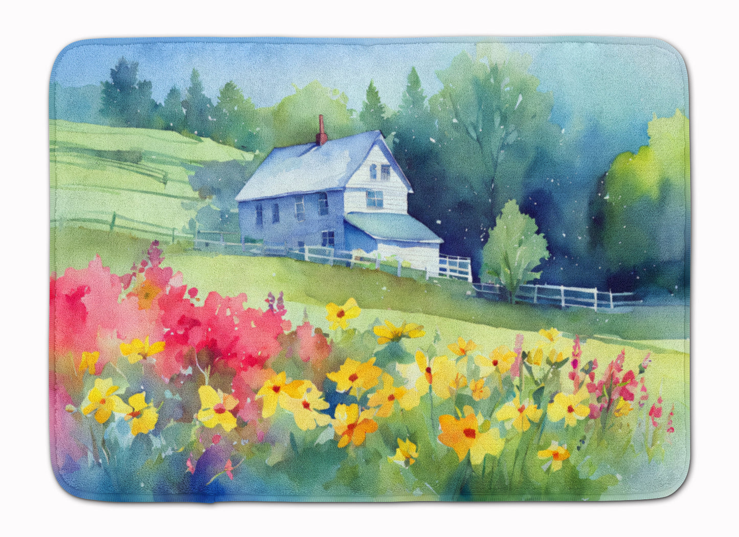 Buy this Massachusetts Mayflowers in Watercolor Memory Foam Kitchen Mat