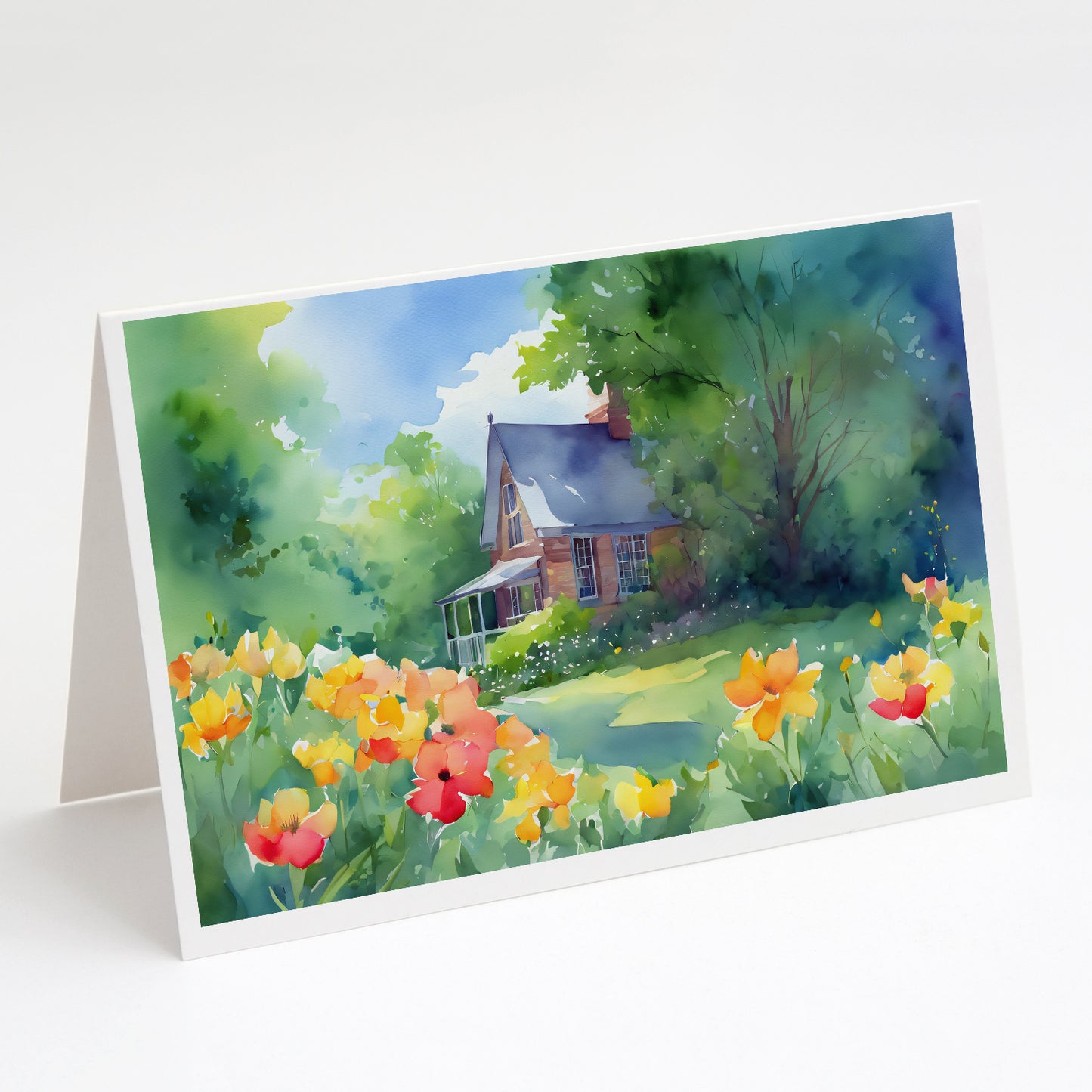 Buy this Massachusetts Mayflowers in Watercolor Greeting Cards Pack of 8