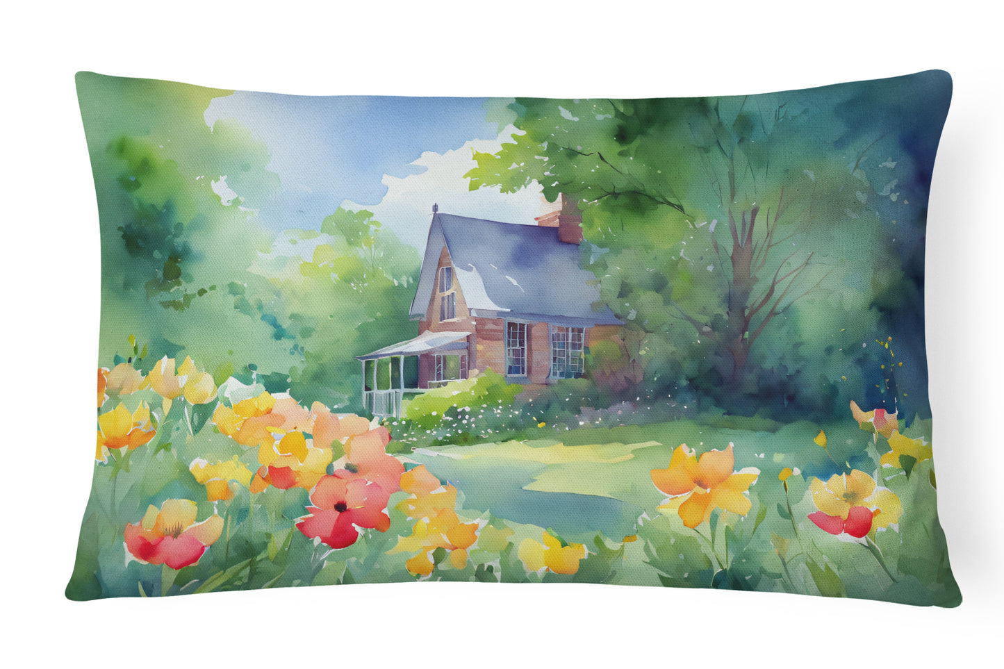 Buy this Massachusetts Mayflowers in Watercolor Throw Pillow