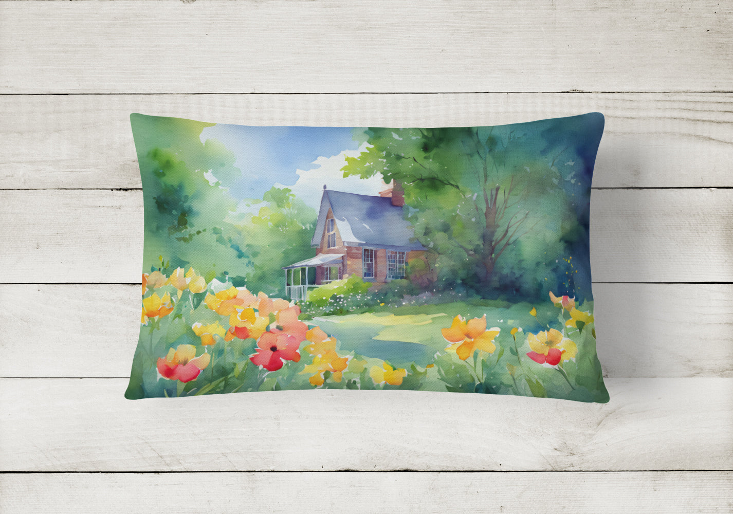 Massachusetts Mayflowers in Watercolor Throw Pillow