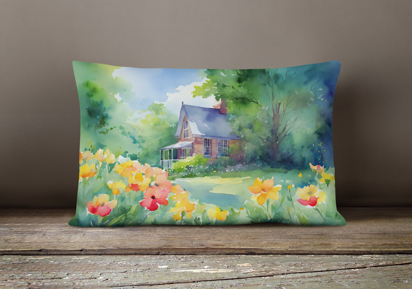 Massachusetts Mayflowers in Watercolor Throw Pillow