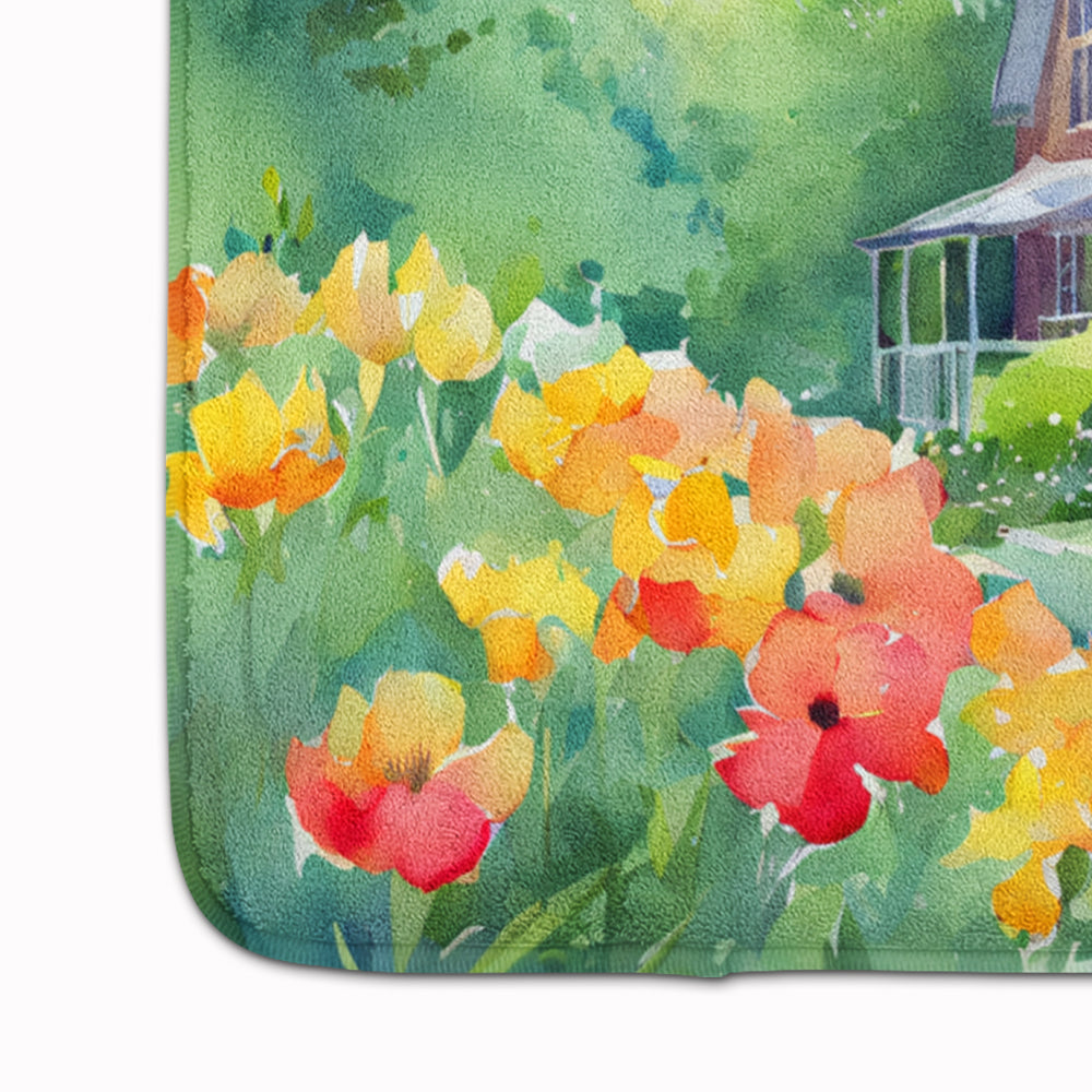 Massachusetts Mayflowers in Watercolor Memory Foam Kitchen Mat