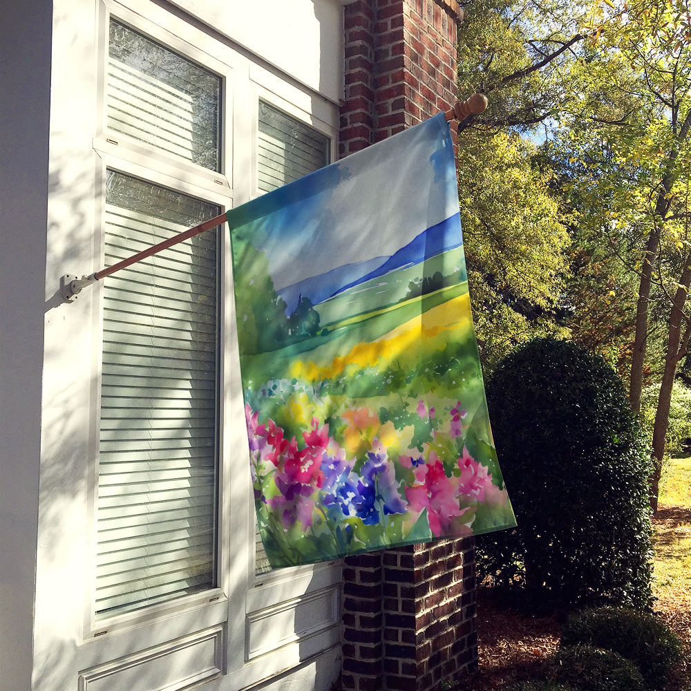 Massachusetts Mayflowers in Watercolor House Flag