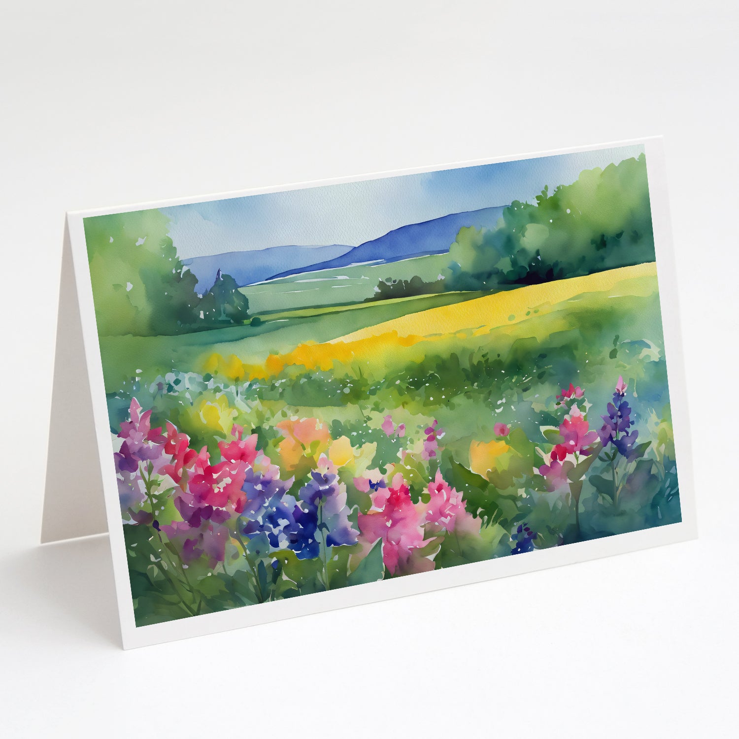 Buy this Massachusetts Mayflowers in Watercolor Greeting Cards Pack of 8