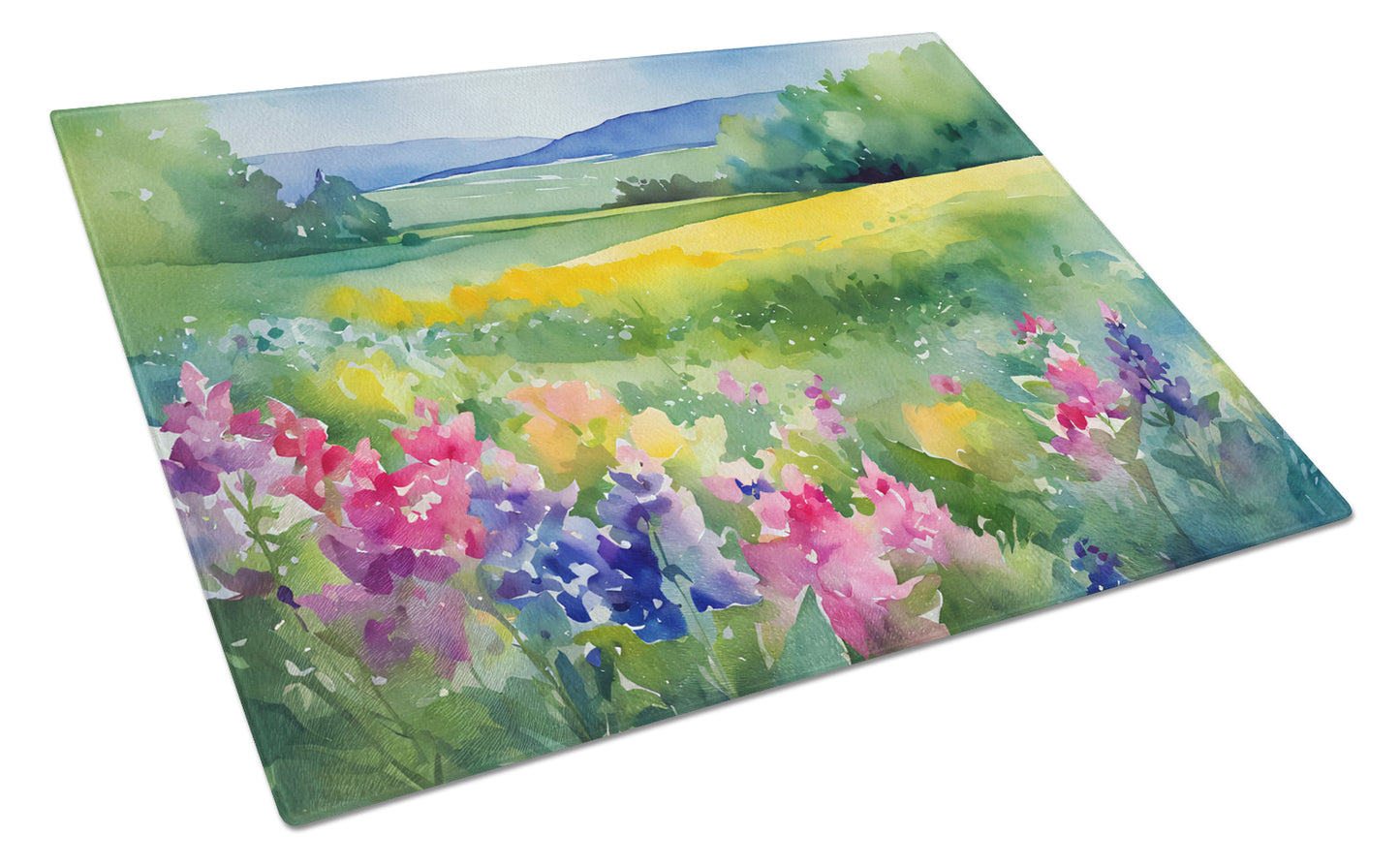 Buy this Massachusetts Mayflowers in Watercolor Glass Cutting Board