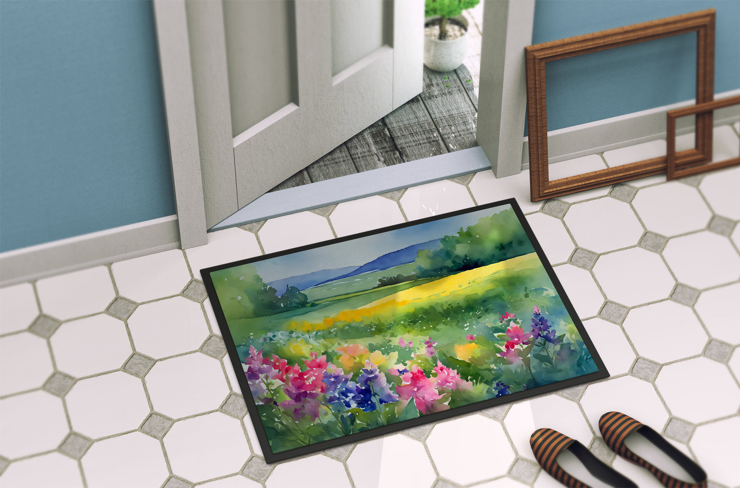 Massachusetts Mayflowers in Watercolor Doormat