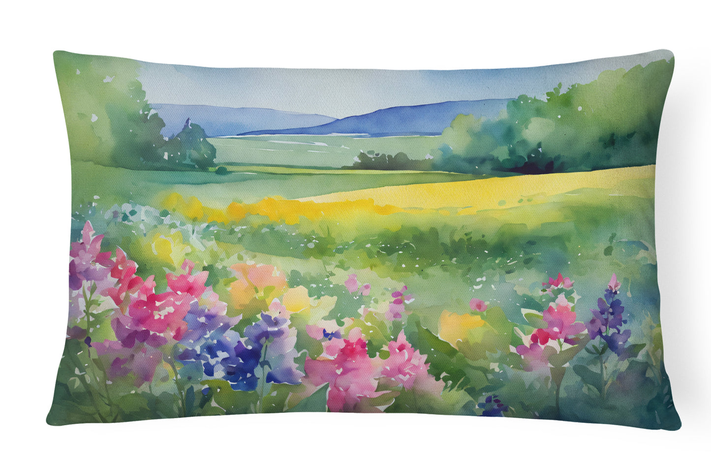 Buy this Massachusetts Mayflowers in Watercolor Throw Pillow