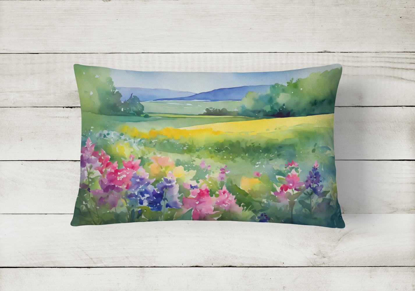 Massachusetts Mayflowers in Watercolor Throw Pillow