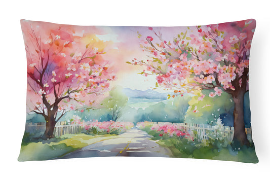 Buy this Michigan Apple Blossoms in Watercolor Throw Pillow