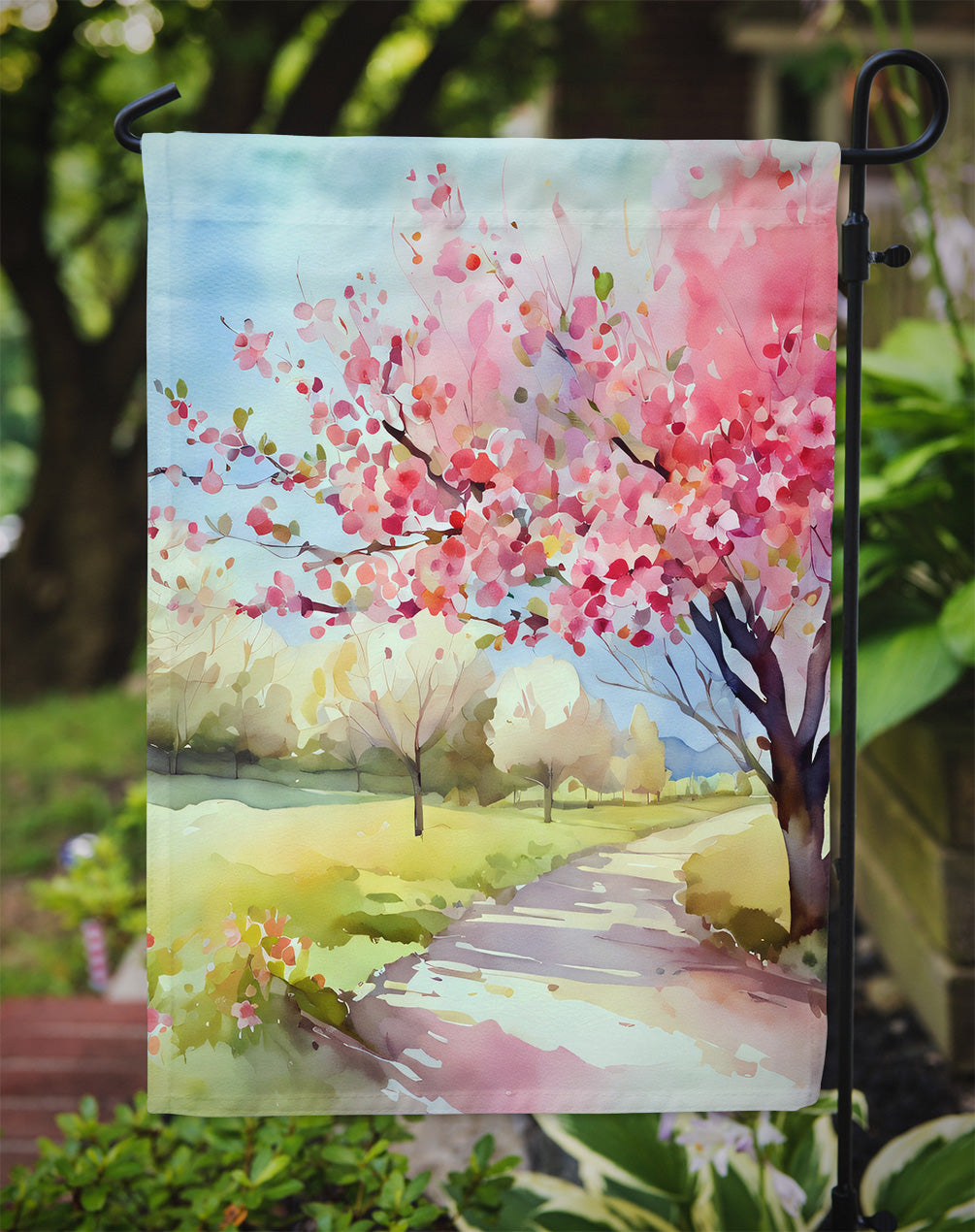 Michigan Apple Blossoms in Watercolor Garden Flag