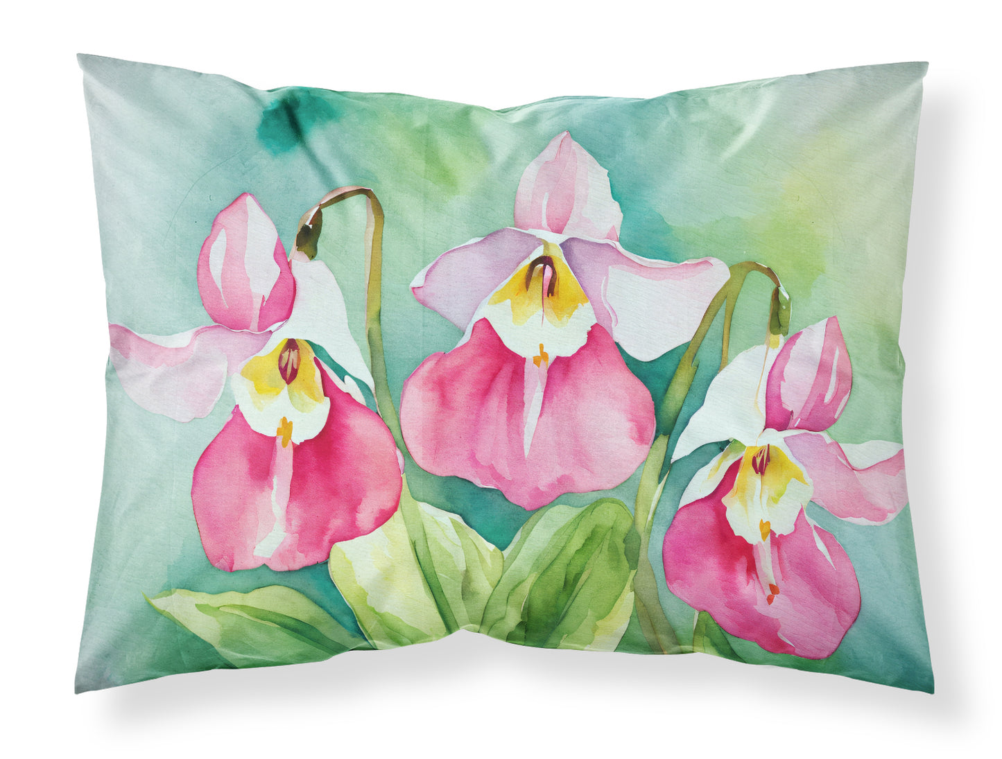 Buy this Minnesota Pink and White Lady’s Slippers in Watercolor Standard Pillowcase