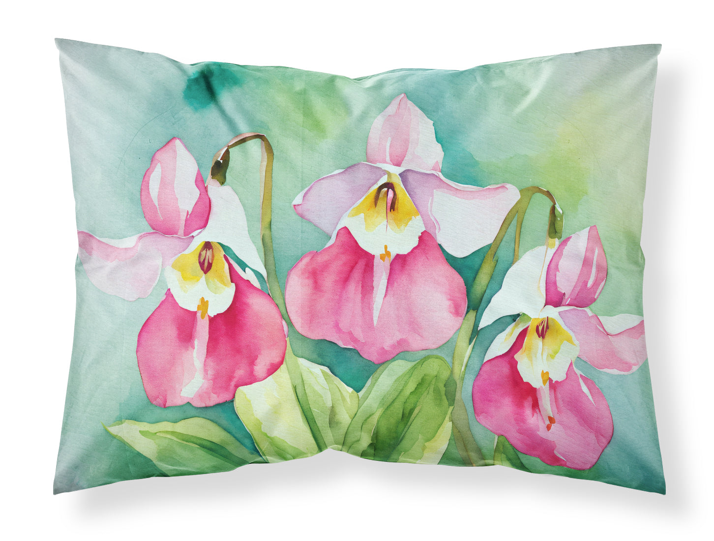 Buy this Minnesota Pink and White Lady’s Slippers in Watercolor Standard Pillowcase