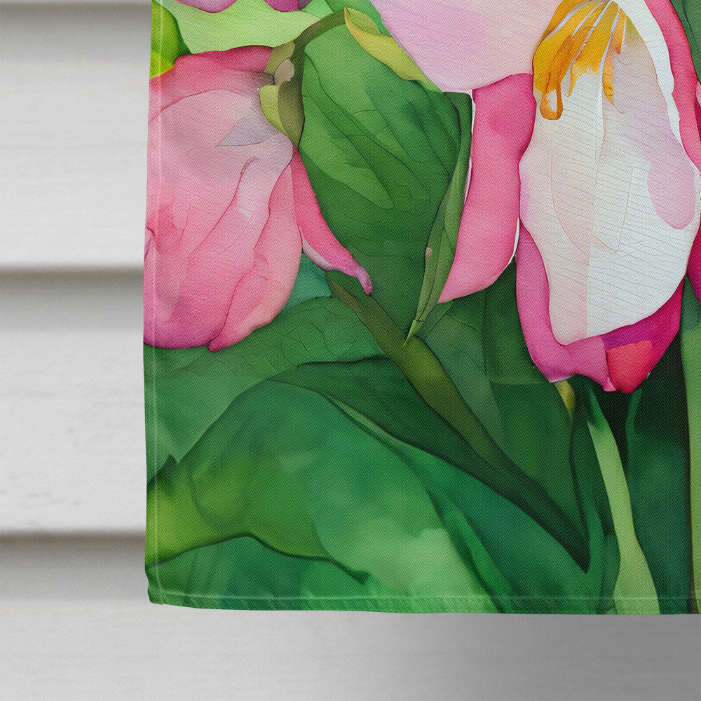 Minnesota Pink and White Lady s Slippers in Watercolor House Flag
