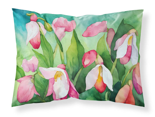 Buy this Minnesota Pink and White Lady’s Slippers in Watercolor Standard Pillowcase