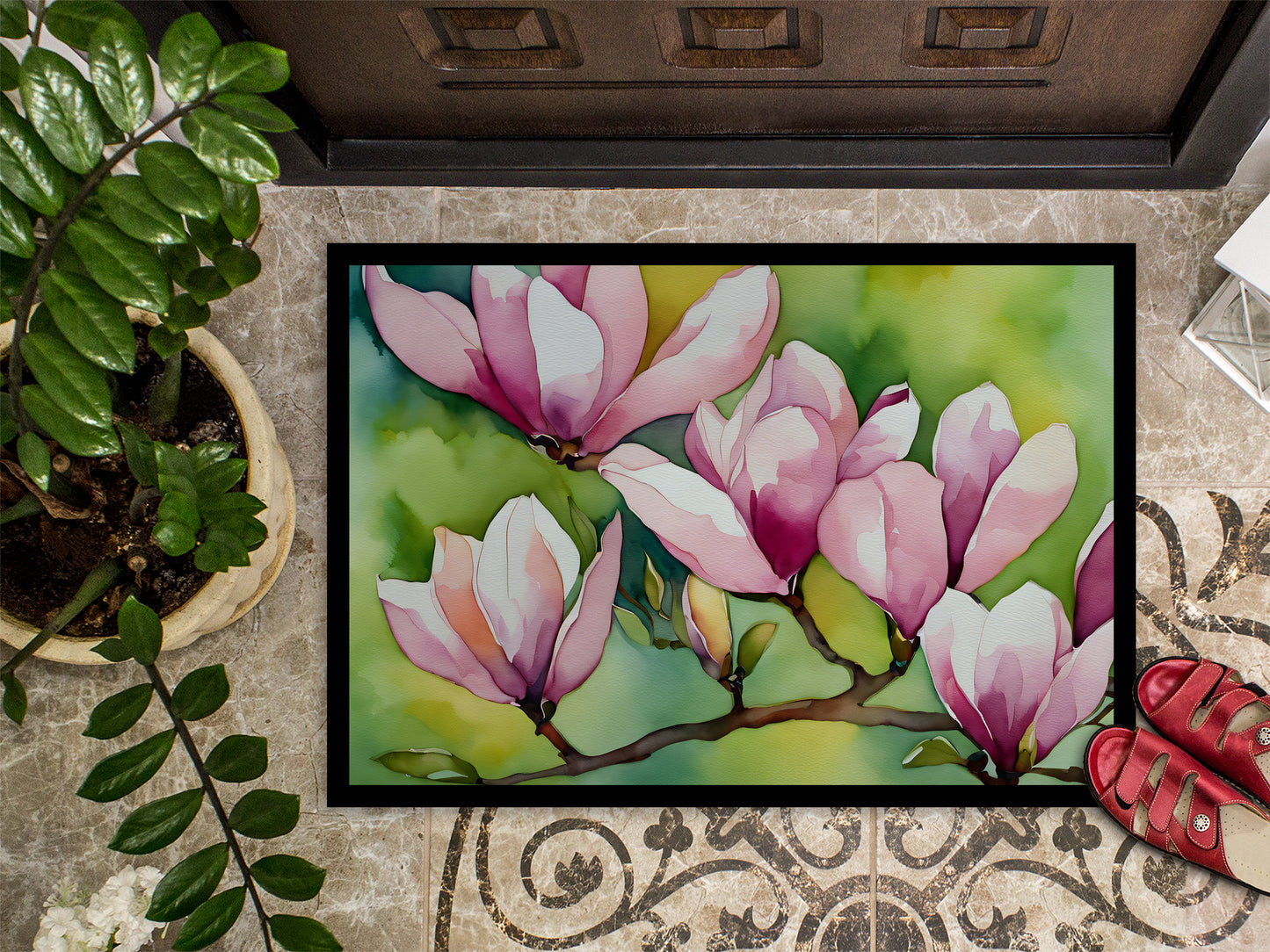 Mississippi Magnolia in Watercolor Doormat