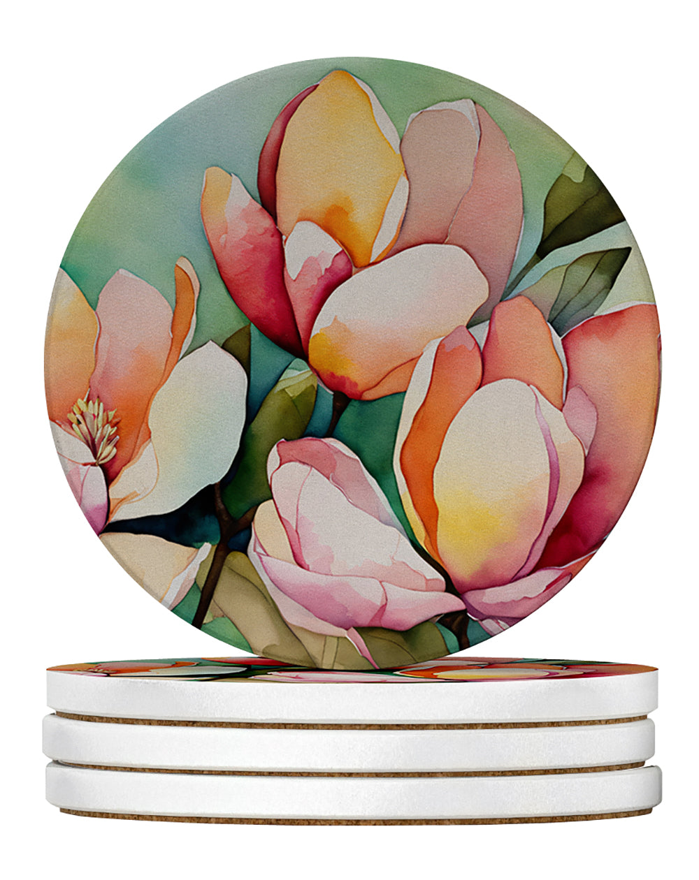 Buy this Mississippi Magnolia in Watercolor Large Sandstone Coasters Pack of 4