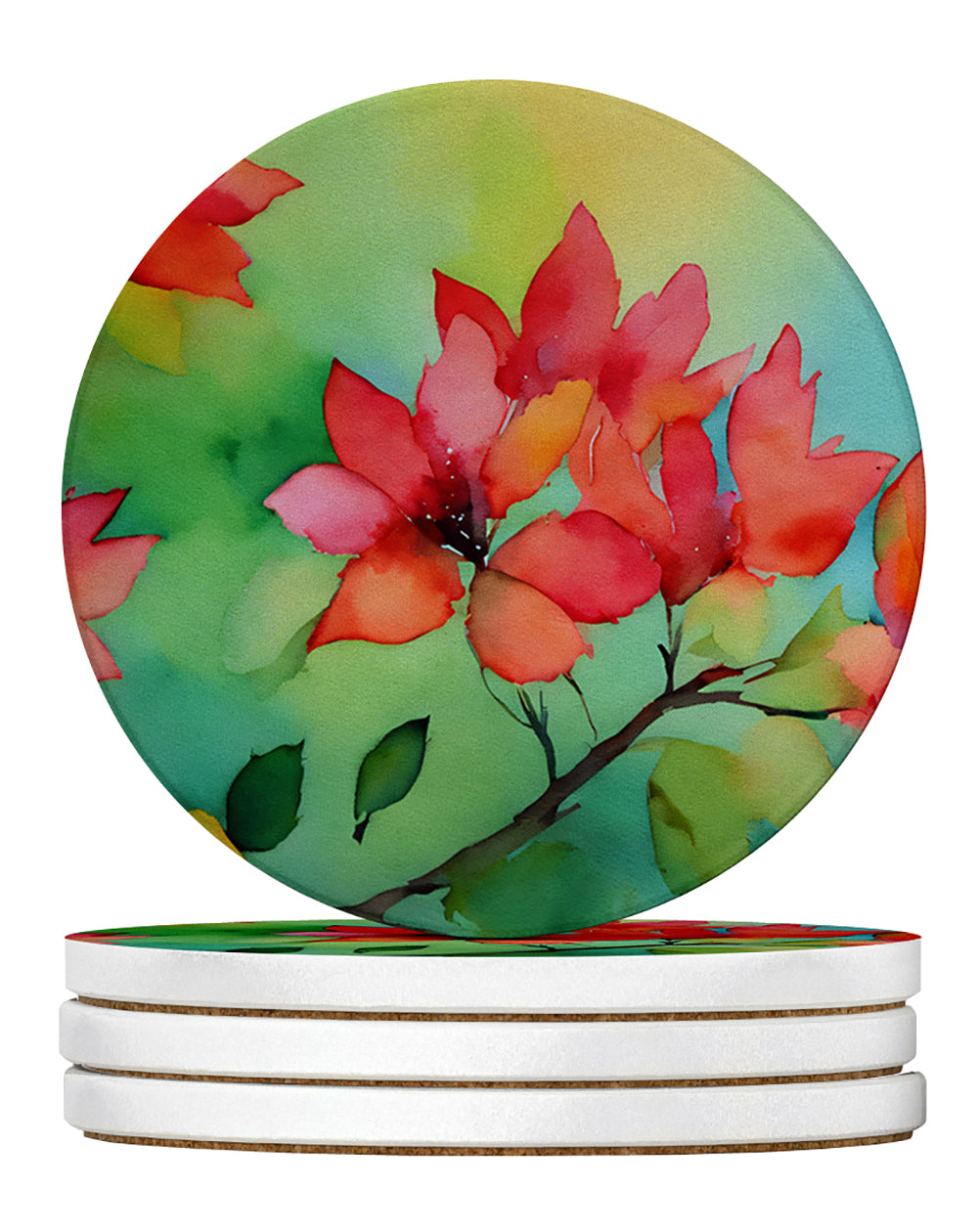 Buy this Missouri Hawthorns in Watercolor Large Sandstone Coasters Pack of 4