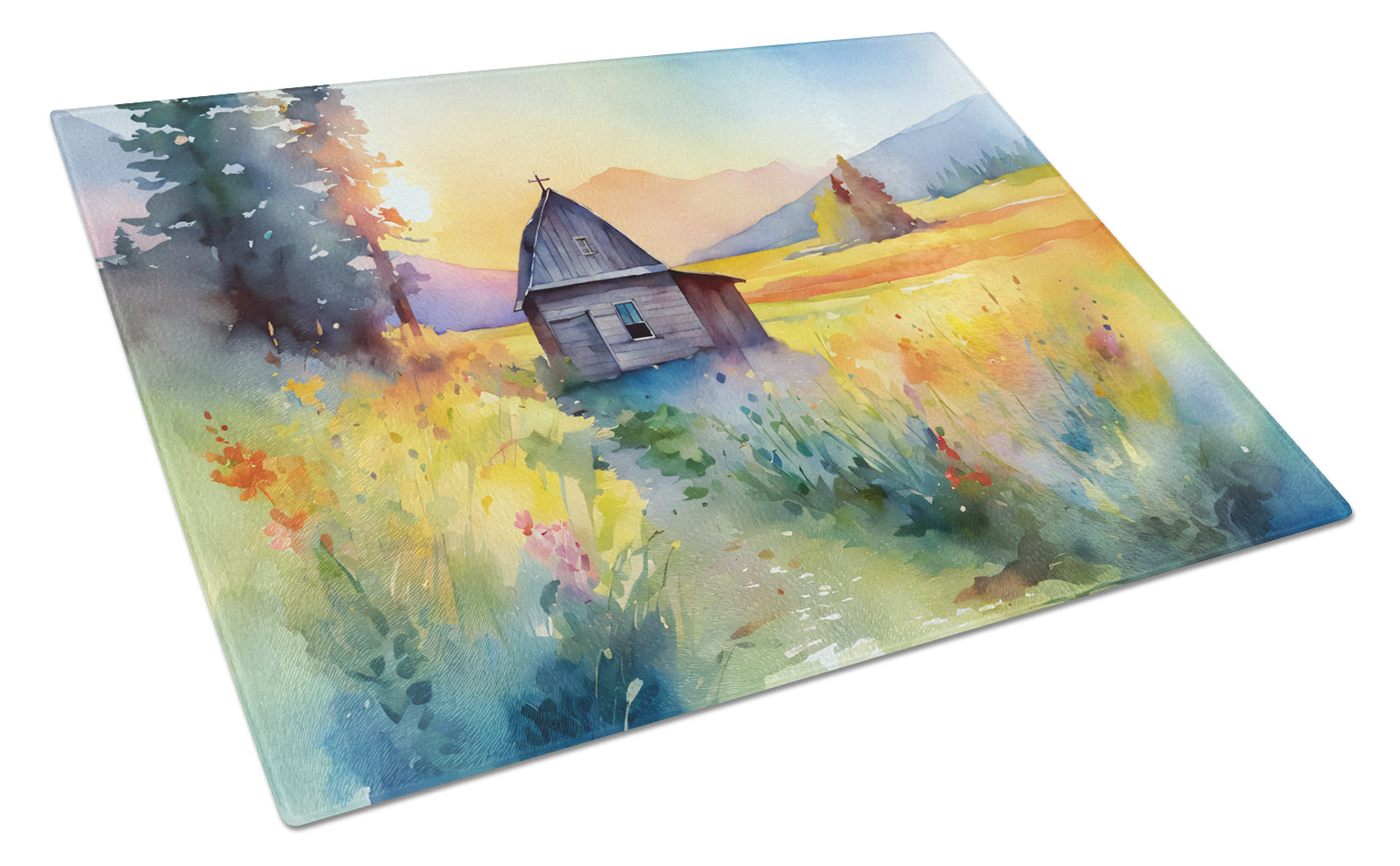 Buy this Montana Bitterroot in Watercolor Glass Cutting Board