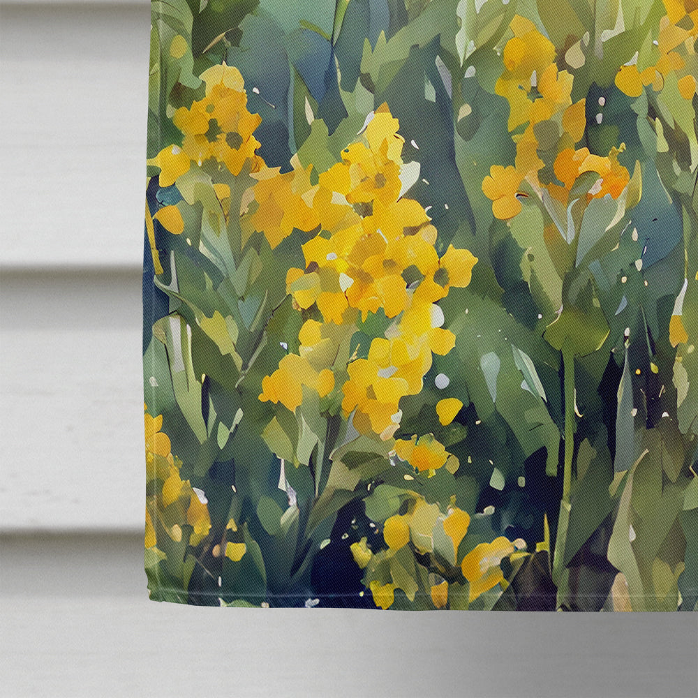 Nebraska Goldenrod in Watercolor House Flag