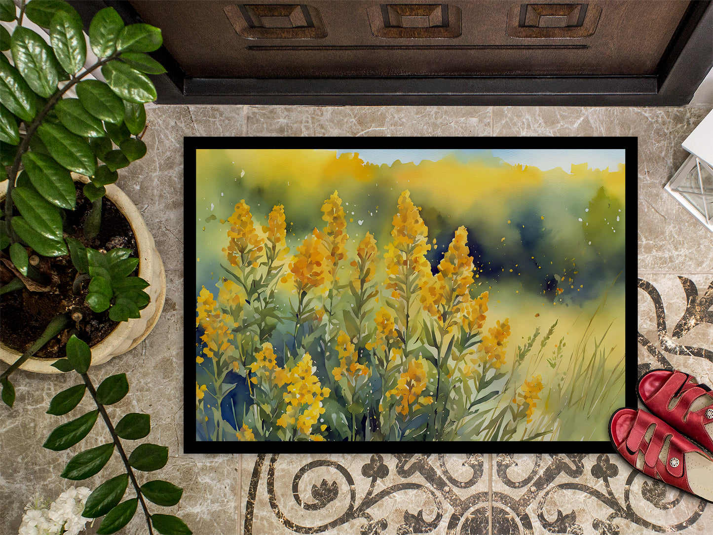 Nebraska Goldenrod in Watercolor Doormat