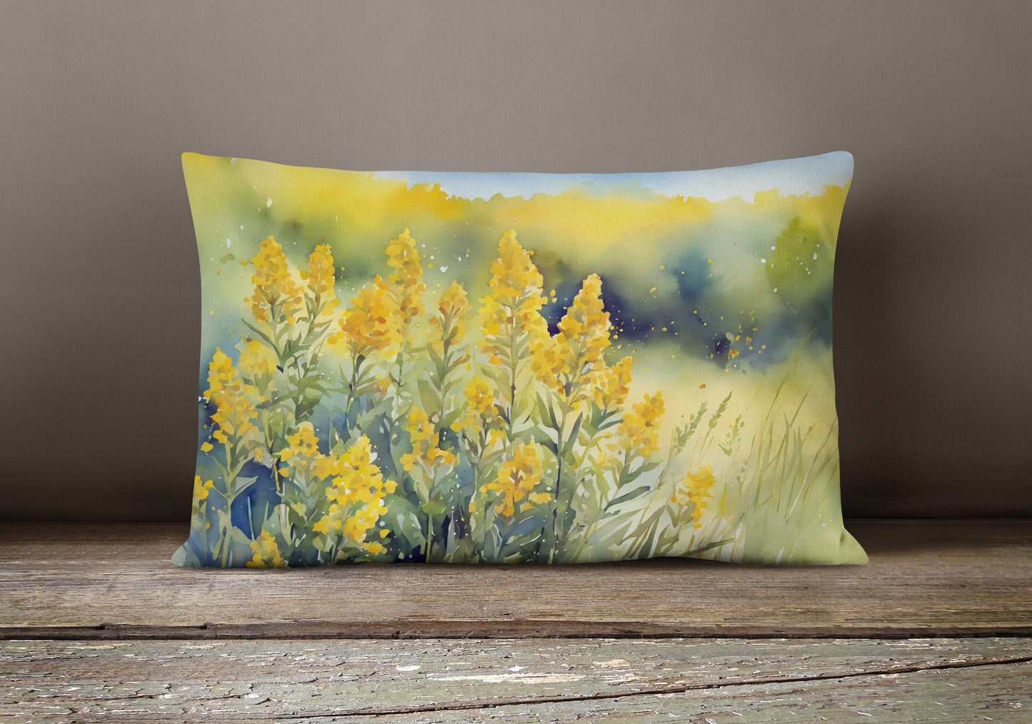 Nebraska Goldenrod in Watercolor Throw Pillow