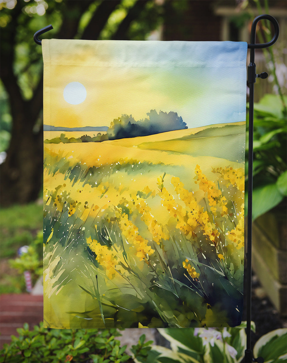 Nebraska Goldenrod in Watercolor Garden Flag