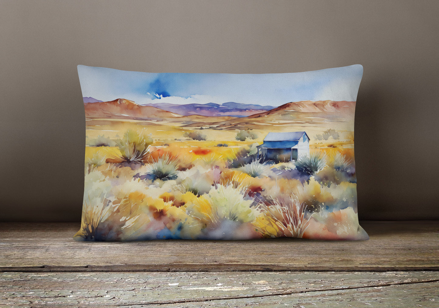 Nevada Sagebrush in Watercolor Throw Pillow