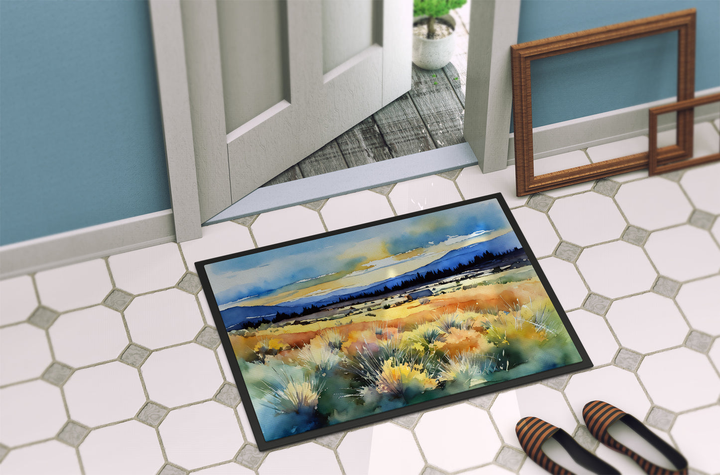 Nevada Sagebrush in Watercolor Doormat