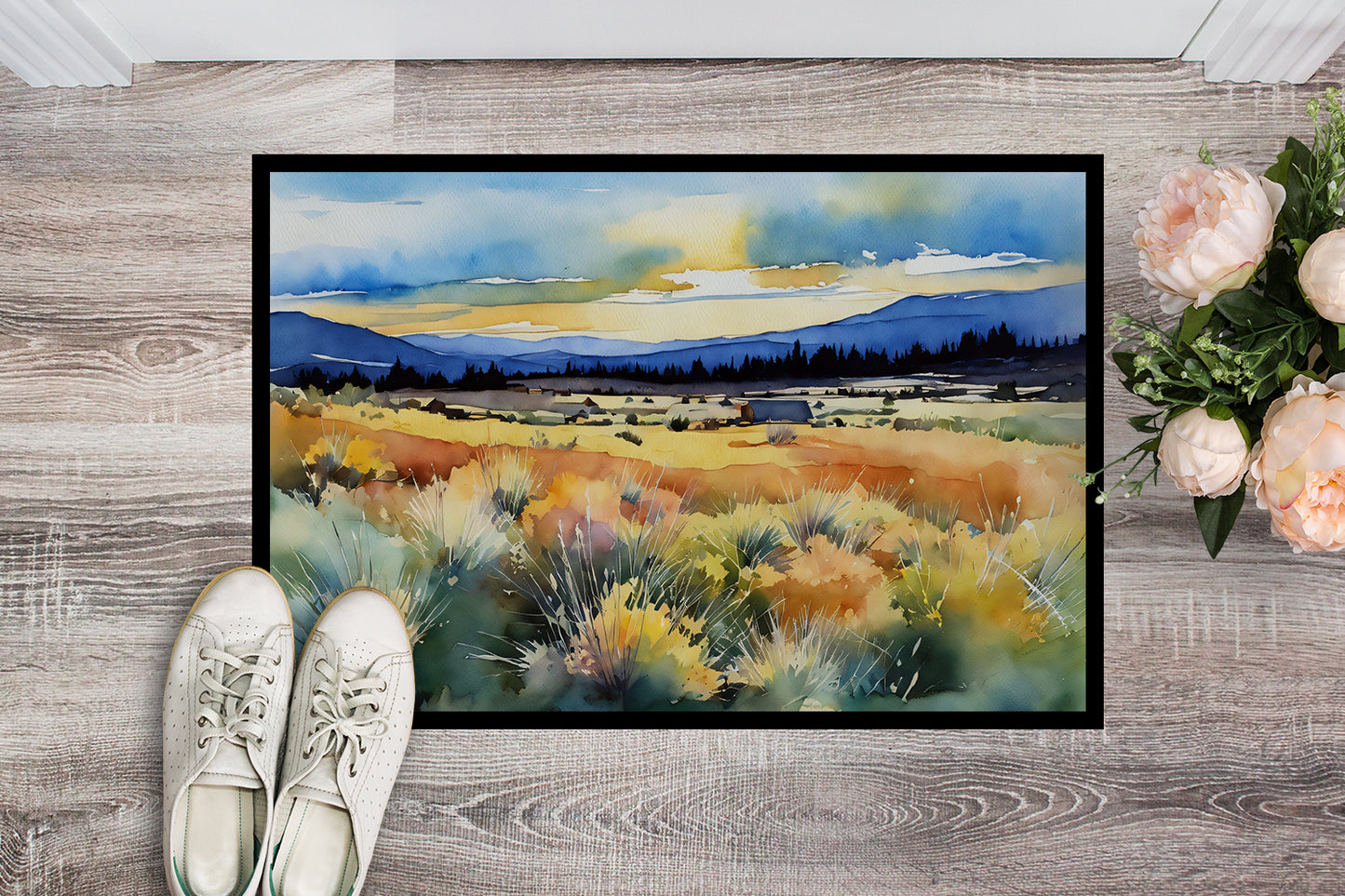 Nevada Sagebrush in Watercolor Doormat