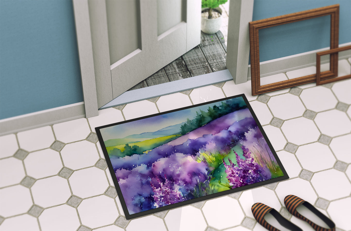 New Hampshire Purple Lilac in Watercolor Doormat