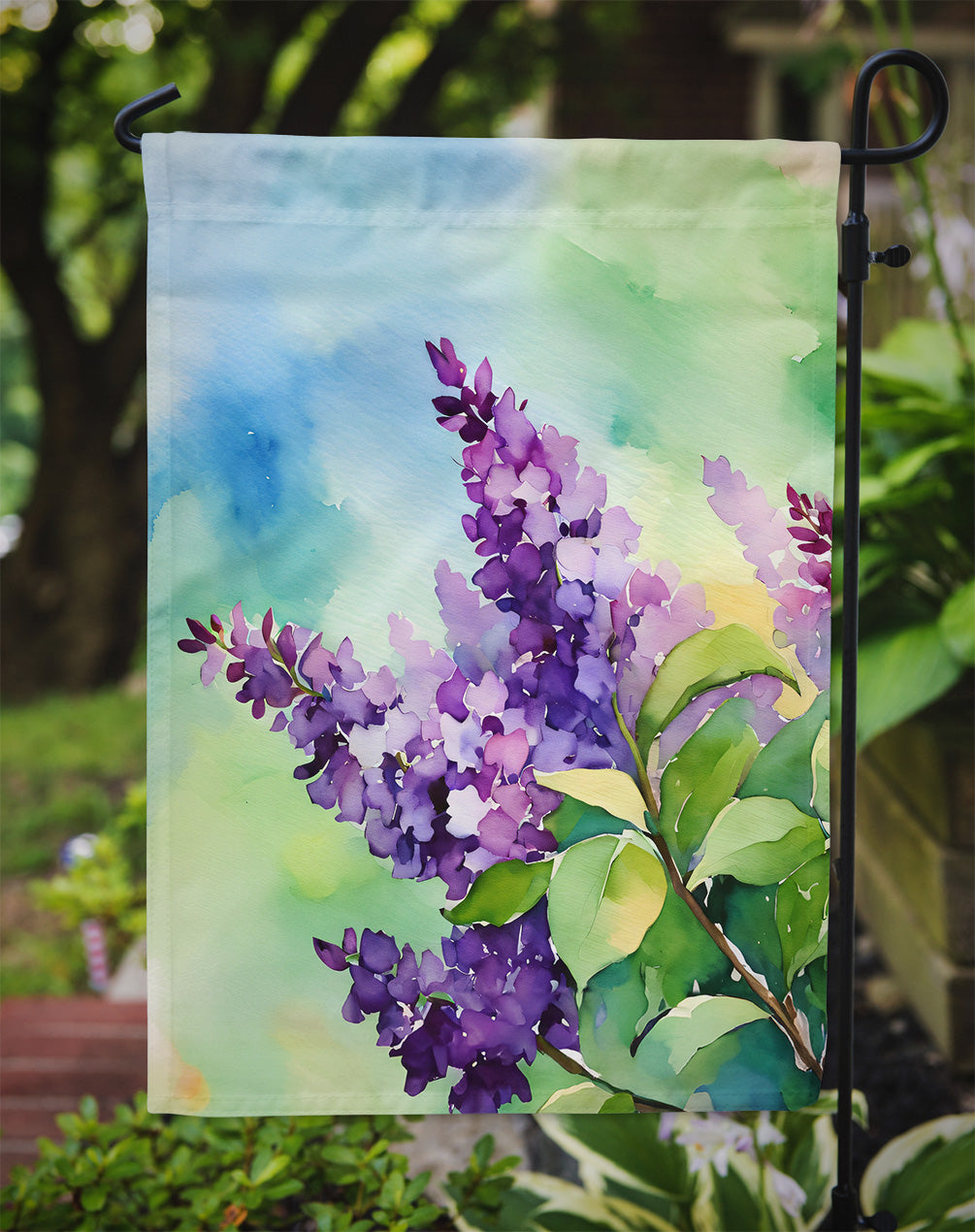 New Hampshire Purple Lilac in Watercolor Garden Flag