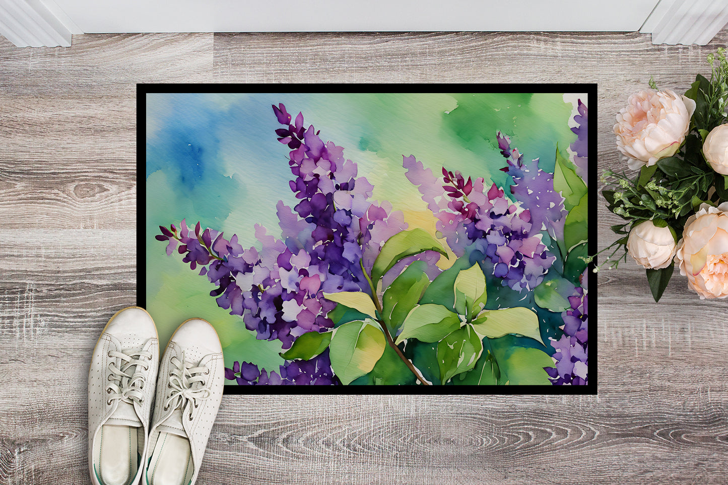 New Hampshire Purple Lilac in Watercolor Doormat