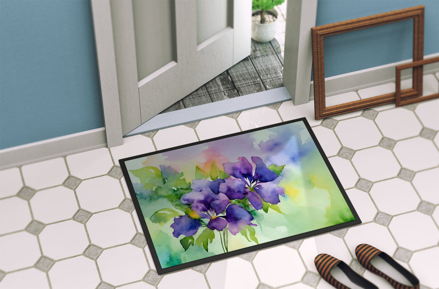 New Jersey Violet in Watercolor Doormat