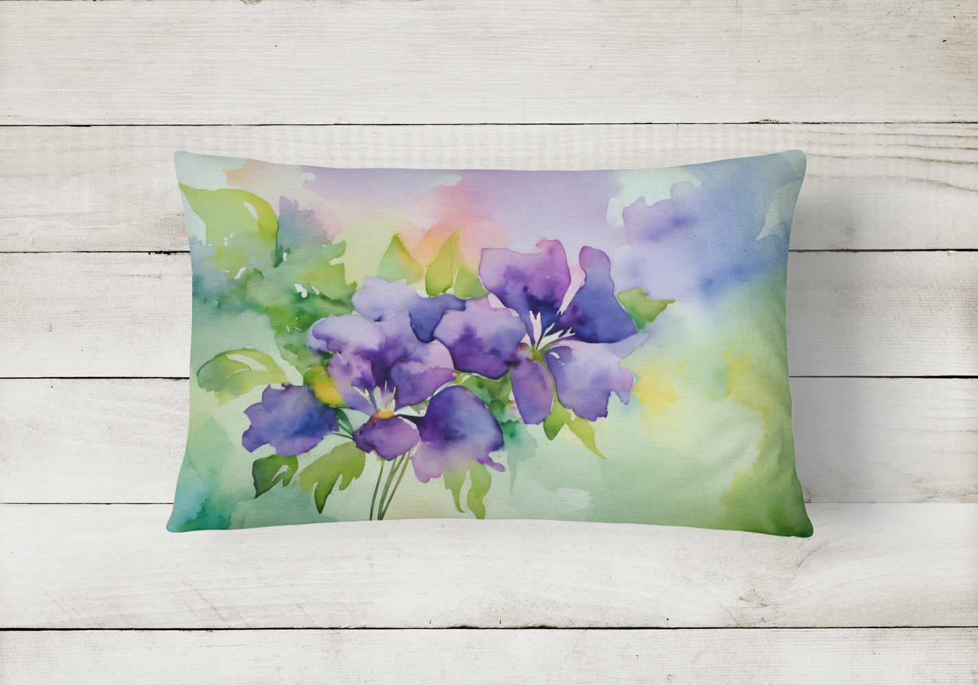 New Jersey Violet in Watercolor Throw Pillow