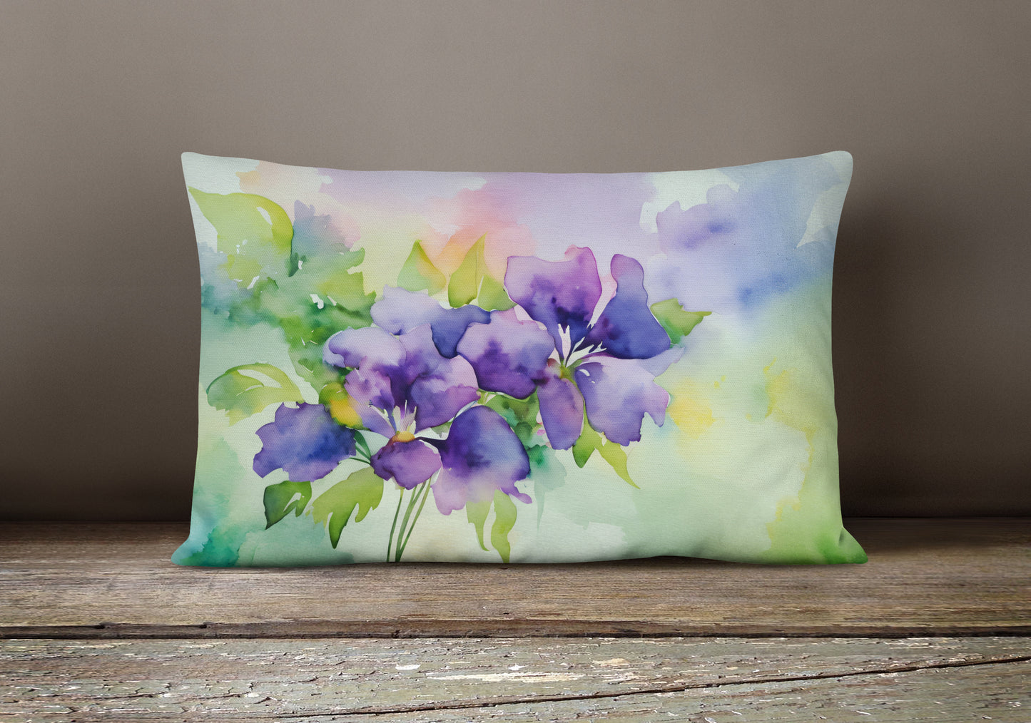 New Jersey Violet in Watercolor Throw Pillow