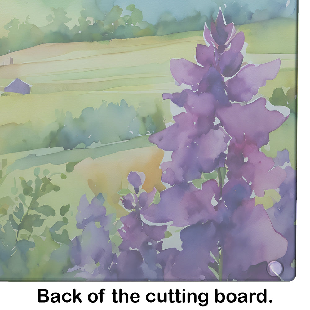 New Jersey Violet in Watercolor Glass Cutting Board