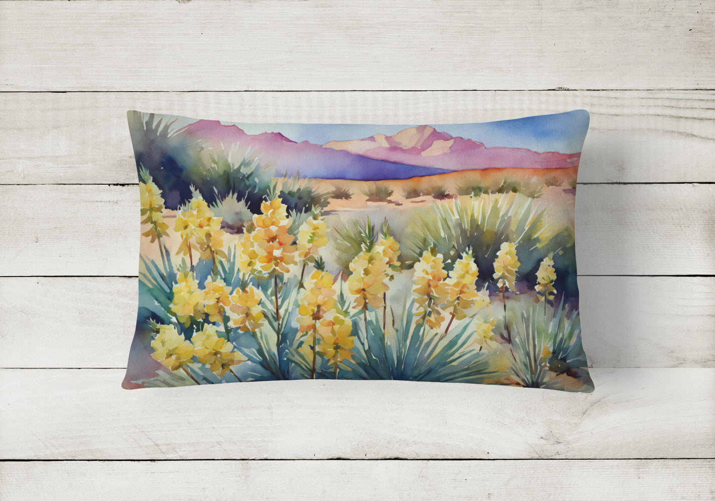 New Mexico Yucca Flower in Watercolor Throw Pillow