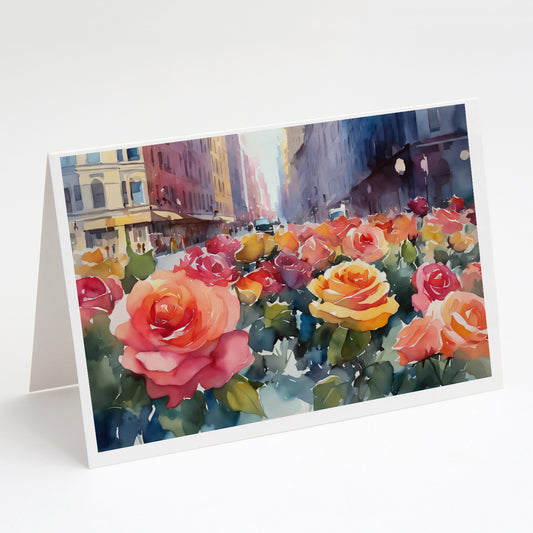 Buy this New York Roses in Watercolor Greeting Cards Pack of 8